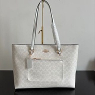 Coach Gallery Tote Glacier White Signature Canvas