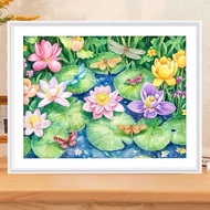 Lotus cross-stitch painting 9ct 60x76cm 9ct