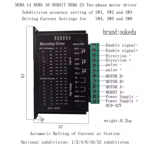For Microstep Driver TB6600 DC9-42VDC Upgraded 42/57 Stepper Motor Driver
