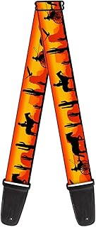 Guitar Strap Cowboy Silhouette Western Landscape Reds Black 2 Inches Wide