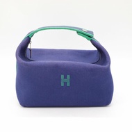 Hermès 愛馬仕 Trousse Bride A Brac 藍色撞色 帆布 拉鍊 手提 盥洗包 飯盒包