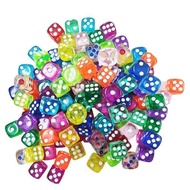 50Pieces/Lot 14mm Transparent 6 Sided D6 Point Dice For Club/Party/Family Games