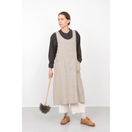 Fog Linen Work Apron Over Dress Natural