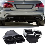 For 2014-2016 Mercedes-Benz E63S Tailpipe W212 Exhaust Square Muffler Black Tip Exhaust Header