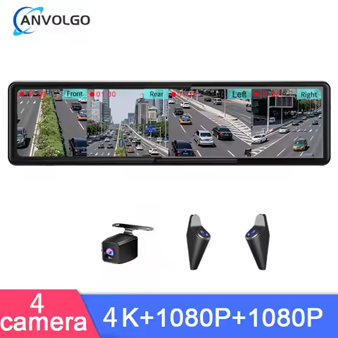 4 Cameras ADAS Dash Cam 4K +1080P Rearview Mirror support BSD auto CAR Video recorder 360° panoramic