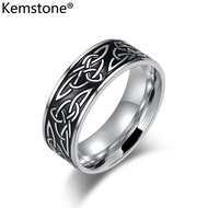 Kemstone เครื่องประดับแหวนสุภาพบุรุษสีดำเงินสแตนเลส
