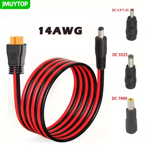 JMUYTOP 10FT/118in 14AWG XT60 Female To DC 5521 Male extension cable For LifePO4 EcoFlow river/DELTA