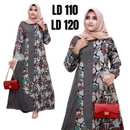 model baju gamis batik kombinasi polos terbaru 2023 - gamis batik wanita - gamis muslim