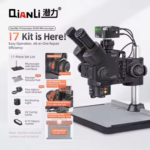 New Qianli 6558 Gorilla Trinocular Microscope,6.5X-58X Zoom,Industrial Electron Microscope,For Mobil