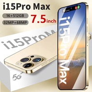 Original i15 Pro Max Smartphone 7.3 inch  HD Screen Handphone (12GB RAM + 512GB ROM) 6800mAh Battery WiFi 5G AI HD Camera Cellphone Wifi Bluetooth Mobile phone Video Telefon Standby Gaming Phone Cheap Phone