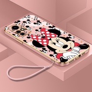 Casing Infinix Zero X Pro Zero X Neo Zero Ultra Zero 20 Zero 5G Cartoon Cute minnie mouse Soft Silicone Square Plating Phone Case Shockproof Cover With Lanyard