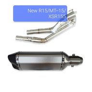 คอท่อสแตนเลส R15/MT15/XSR155 +ปลายท่อ AK อาคาโพวิค ขนาด 14 นิ้ว สำหรับคอท่อ ขนาด 1.5-2 นิ้ว ปลายท่อ 