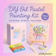 Oil Pastel DIY Painting Kit – 3D Texture Crayon Set with Canvas, Scraper & Tutorial (13pc