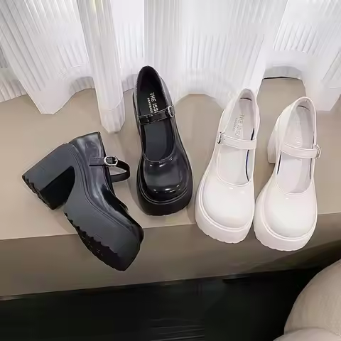 Ladies Spring Autumn New Leather Shoes Fashion versatile hotgirl single footwear Vintage Mary Jane p
