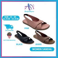 AIMILY Women Cross Flat Sandals For Women | Sandals Selipar Perempuan | Flat Selipar Wanita - P8-A