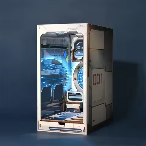 NEW Sci-fi Style Alien Hub DIY Wooden Book Nook Shelf Insert Miniature Kit, Bookshelf Home Bookend D