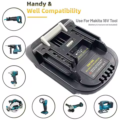 DM18M Battery Adapter with USB Charging Socket for Dewalt 20V Battery Convert to FOR Makita 18V BL18