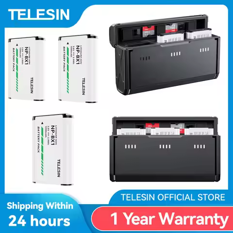 TELESIN For SONY NP-BX1 Battery 3 Way Fast Charger Box For Sony FDR-X3000R ZV-1 RX100 M7 AS300 HX400