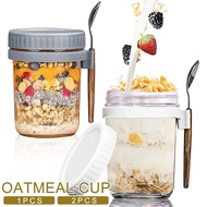 【HOT-Sale!】 Breakfast Cup Container Airtight Oatmeal Jar with Cover and Spoon Portable Oatmeal Cup f