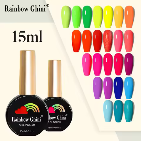 RG 15ML HEMA&TPO FREE Summer Series Fluorescent Gel Polish in Sporty Style YK2 Nail Polish Suitable 