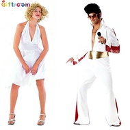 Halloween Costume - Marilyn Monroe Cosplay Dress & Elvis Presley Style Jumpsuit
