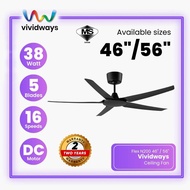 K2 VIVIDWAYS FLEX N200 CEILING FAN 46 INCH / 56 INCH BLACK