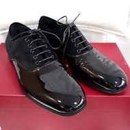 40號全新Ferragamo黑色真皮猄皮拼漆皮鞋 上班西裝禮服拉丁舞司儀