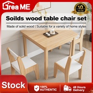 【10 Years Warranty】DreaME 100% solid wood dining table set with chair modern simple restaurant Small square table dining table 4 seater dining set with monoblock chairs on sale stool chair