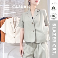 Women's Blazer, Short Sleeve Croptop, Jacket Short (Earth Brown, White Ivory, Smoke Gray, Black) Korean Style QUIN House