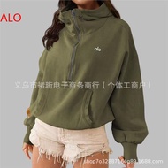 {ALO} ® European And American Al American Yoga Clothing Hooded Sweater Outdoor Sports Zipper Shirt D