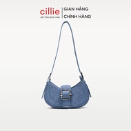 Cillie Women's Denim Shoulder Bag in Jean Color, High Quality Leather T065