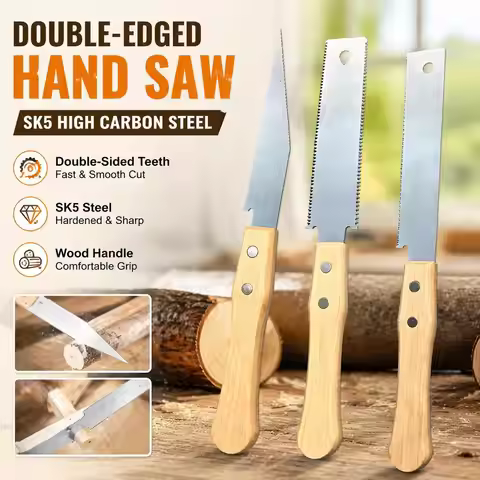 Hand Saw for Wood Cutting Universal Flush Cut Flexible Blade & Wooden Handle, Precision Woodworking 