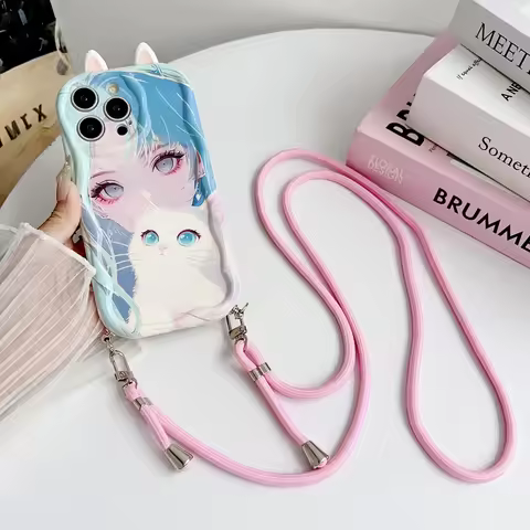 For VIVO V21E V25 E V30E V29 V40 SE Lite Vivo X100 S Ultra X200 Pro MINI Crossbody Strap Cartoon Cat