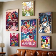 Cartoon Alice In Wonderland Poster Stickers Living Room Cafe Wall Art Decoration Painting YCKR