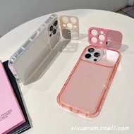 全新iPhone15 pro 粉紅色翻蓋補妝鏡女仔用手機殼保護折叠隐形支架保护套化妆镜子透明软壳XS