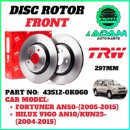 🚨TRW🚨 DISC ROTOR for TOYOTA HILUX KUN25 KUN26 FORTUNER 297mm (FRONT, 1 SET)