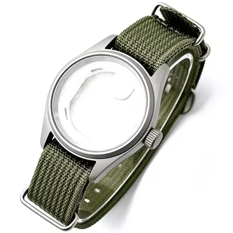 36mm VH31 Titanium Watch Case Pilot Style Fit 28.5mm Dial For Seiko VH31 Quartz Movement Sapphire 10