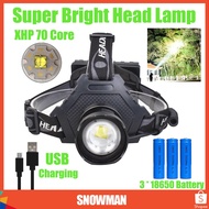 Super Bright 80000LM XHP70 XHP50 LED Headlamp USB Charging Head Light