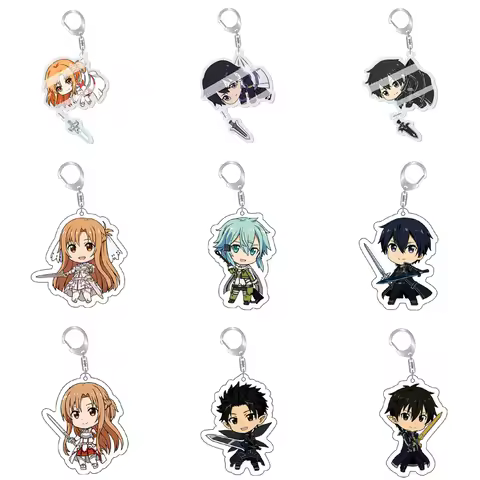 1pc Sword Art Online SAO Kirito Acrylic Keychain Yuuki Asuna Bag Tag Cos Accessories Asada Shino Pla