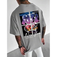 Men Cartoon Bear & Slogan Graphic Drop Shoulder Tee