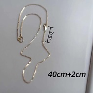 GOLDtutu ของแท้14K สร้อยทองพื้นสร้อยคอห่วงโซ่สไตล์เรียบง่ายมินิมอลเครื่องประดับอย่างดี Au585แท้สำหรั