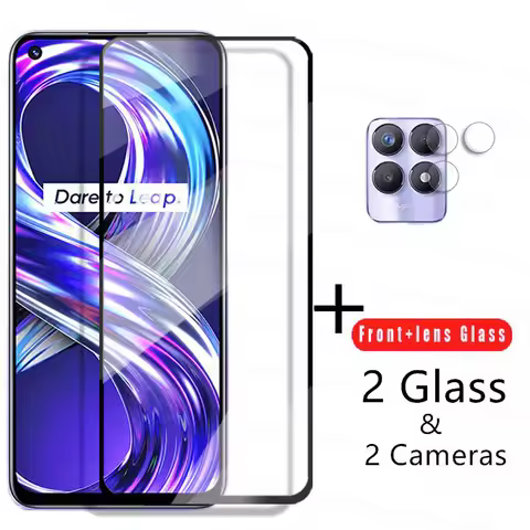 4-in-1 2.5D Tempered Glass For Realme 8i Glass For Realme 8i 8s 8 7 X7 Screen Protector 9H Camera Le