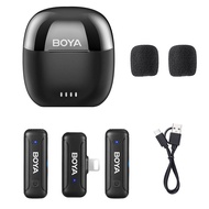 BOYA BY-WM3T-D2 Wireless Microphone System with 1 Receiver + 2 Transmitters + Charging Box 100M Transmission Range 10h Duration Smart Noise Reduction Built-in Battery Replacement for iPhone for Live Streaming Interview Vlog