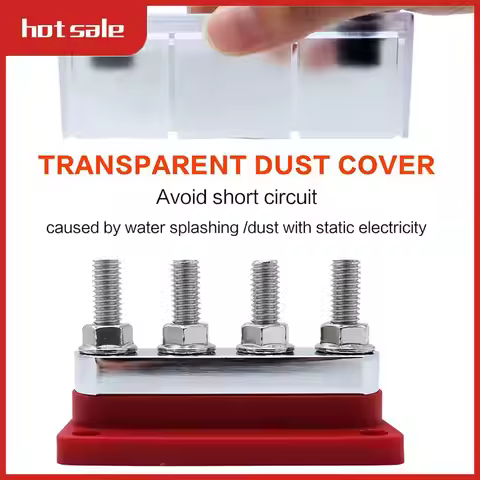 A21R-600A Bus Bar 4-Stud (3/8 Inch) M10 High Current Copper Busbar Terminal Block Marine DC 12V 24V 