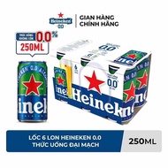 Lốc 6 lon bia Heineken 0.0 độ - bia không cồn Heineken 250ml