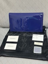 大減價YSL Saint Laurent Blue Roy Patent Leather Clutch OST Sac BDJ OTL BORSA VERNICE DIAMOND藍色宴會型格手挽包包聖