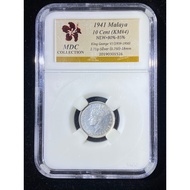 Malaya 1941 " Silver ( 0.750 ) " 10 Cent