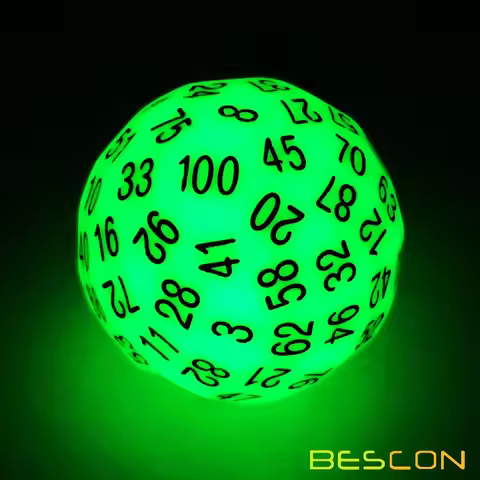 Bescon Super Jade Glow in Dark Polyhedral Dice 100 Sides, Luminous D100 die, 100 Sided Cube, Glowing