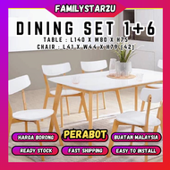 ️familystar2u - [ 1+6 ] Scandinavian White Dining Set (One Table 6 chairs) Meja Makan Ikea (Satu Mej