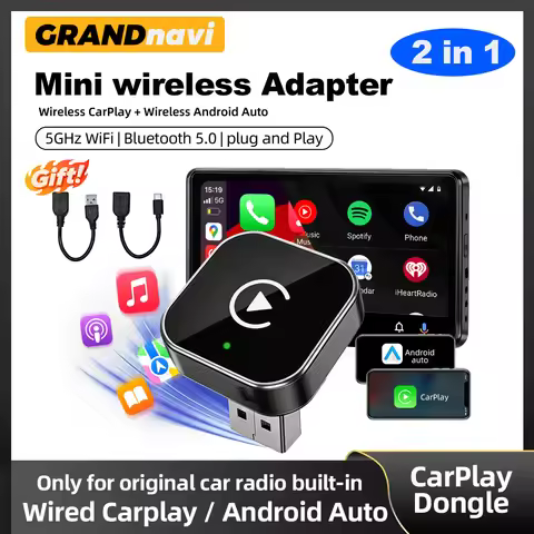 2IN1 Wireless CarPlay Android New Smart Auto Adapter Hassle-Free Plug&Play Stable BT WiFi Connect OT